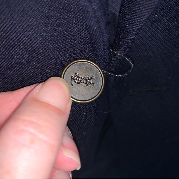 Yves Saint Laurent Vintage Blue Wool Sport Coat with Notched Lapels - Picture 8 of 14